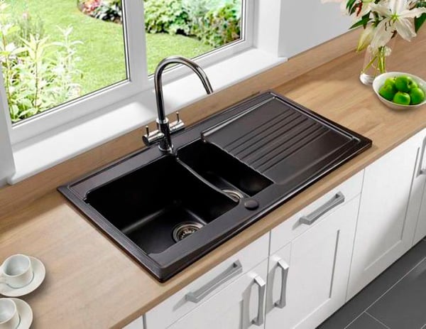 porcelain kitchen sink with drainboard